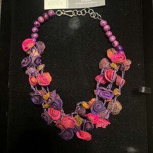 Orange-peel Colorful Floral Necklace